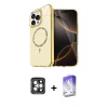 MARSİLYAN™- iPhone 15 Pro Max Kılıf Kıvılcım Form Prime - Siyah Bilvis 5in1 3D Magic Cam Ekran Koruyucu + PVD Metal Kamera Lens - GI