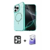 MARSİLYAN™- iPhone 15 Pro Max Kılıf Kıvılcım Form Prime - Siyah Bilvis 5in1 5D Magic Hayalet Cam Ekran Koruyucu + PVD Metal Kamera Lens - LT