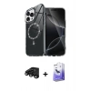 MARSİLYAN™- iPhone 15 Pro Max Kılıf Kıvılcım Form Prime - Siyah Bilvis 5in1 5D Magic Hayalet Cam Ekran Koruyucu + Raze Metal Kamera Lens - SH