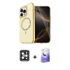 MARSİLYAN™- iPhone 15 Pro Max Kılıf Kıvılcım Form Prime - Siyah Bilvis 5in1 5D Magic Hayalet Cam Ekran Koruyucu + Siyah PVD Metal Kamera Lens