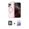 MARSİLYAN™- iPhone 15 Pro Max Kılıf Kıvılcım Form Prime - Siyah Bilvis 5in1 5D Magic Hayalet Cam Ekran Koruyucu + PVD Metal Kamera Lens - GI