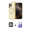 MARSİLYAN™- iPhone 15 Pro Max Kılıf Kıvılcım Form Prime - Siyah Bilvis 5in1 5D Magic Hayalet Cam Ekran Koruyucu + PVD Metal Kamera Lens - GI