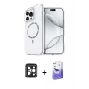 MARSİLYAN™- iPhone 15 Pro Max Kılıf Kıvılcım Form Prime - Siyah Bilvis 5in1 5D Magic Hayalet Cam Ekran Koruyucu + Siyah PVD Metal Kamera Lens