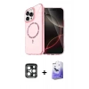 MARSİLYAN™- iPhone 15 Pro Max Kılıf Kıvılcım Form Prime - Siyah Bilvis 5in1 5D Magic Hayalet Cam Ekran Koruyucu + PVD Metal Kamera Lens - LT