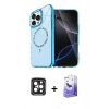MARSİLYAN™- iPhone 15 Pro Max Kılıf Kıvılcım Form Prime - Siyah Bilvis 5in1 5D Magic Hayalet Cam Ekran Koruyucu + Siyah PVD Metal Kamera Lens