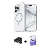MARSİLYAN™- iPhone 15 Pro Max Kılıf Kıvılcım Form Prime - Siyah Bilvis 5in1 5D Magic Hayalet Cam Ekran Koruyucu + Raze Metal Kamera Lens - GS