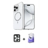 MARSİLYAN™- iPhone 15 Pro Max Kılıf Kıvılcım Form Prime - Siyah Bilvis 5in1 5D Magic Hayalet Cam Ekran Koruyucu + PVD Metal Kamera Lens - LT