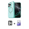 MARSİLYAN™- iPhone 15 Pro Max Kılıf Kıvılcım Form Prime - Siyah Bilvis 5in1 5D Magic Hayalet Cam Ekran Koruyucu + PVD Metal Kamera Lens - GS