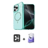 MARSİLYAN™- iPhone 15 Pro Max Kılıf Kıvılcım Form Prime - Siyah Bilvis 5in1 5D Magic Hayalet Cam Ekran Koruyucu + Siyah PVD Metal Kamera Lens