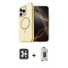 MARSİLYAN™- iPhone 15 Pro Max Kılıf Kıvılcım Form Prime - Siyah Bilvis Hayalet Cam Ekran Koruyucu + PVD Metal Kamera Lens - GI