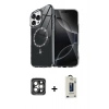 MARSİLYAN™- iPhone 15 Pro Max Kılıf Kıvılcım Form Prime - Siyah Bilvis Hayalet Cam Ekran Koruyucu + PVD Metal Kamera Lens - GI