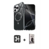 MARSİLYAN™- iPhone 15 Pro Max Kılıf Kıvılcım Form Prime - Siyah Bilvis Hayalet Cam Ekran Koruyucu + PVD Metal Kamera Lens - GI