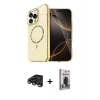 MARSİLYAN™- iPhone 15 Pro Max Kılıf Kıvılcım Form Prime - Siyah Bilvis Hayalet Cam Ekran Koruyucu + Titanyum Gri Raze Metal Kamera Lens