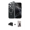 MARSİLYAN™- iPhone 15 Pro Max Kılıf Kıvılcım Form Prime - Siyah Bilvis Hayalet Cam Ekran Koruyucu + Titanyum Gri Raze Metal Kamera Lens
