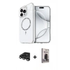 MARSİLYAN™- iPhone 15 Pro Max Kılıf Kıvılcım Form Prime - Siyah Bilvis Hayalet Cam Ekran Koruyucu + Titanyum Gri Raze Metal Kamera Lens