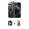 MARSİLYAN™- iPhone 15 Pro Max Kılıf Kıvılcım Form Prime - Siyah Bilvis Hayalet Cam Ekran Koruyucu + PVD Metal Kamera Lens - TU