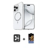 MARSİLYAN™- iPhone 15 Pro Max Kılıf Kıvılcım Form Prime - Siyah Buffer Hayalet Cam Ekran Koruyucu + PVD Metal Kamera Lens - SH