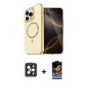 MARSİLYAN™- iPhone 15 Pro Max Kılıf Kıvılcım Form Prime - Siyah Buffer Hayalet Cam Ekran Koruyucu + PVD Metal Kamera Lens - SH