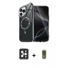 MARSİLYAN™- iPhone 15 Pro Max Kılıf Kıvılcım Form Prime - Siyah Joko Magic 5D Hayalet Cam + Siyah PVD Metal Kamera Lens