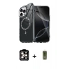 MARSİLYAN™- iPhone 15 Pro Max Kılıf Kıvılcım Form Prime - Siyah Joko Magic 5D Hayalet Cam + Turuncu PVD Metal Kamera Lens