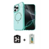 MARSİLYAN™- iPhone 15 Pro Max Kılıf Kıvılcım Form Prime - Siyah Polymer Nano Ekran Koruyucu + PVD Metal Kamera Lens - TU