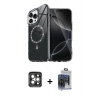 MARSİLYAN™- iPhone 15 Pro Max Kılıf Kıvılcım Form Prime - Siyah Vanessa Magic Cam + Gri PVD Metal Kamera Lens
