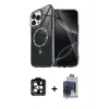 MARSİLYAN™- iPhone 15 Pro Max Kılıf Kıvılcım Form Prime - Siyah Vanessa Magic Cam + Turuncu PVD Metal Kamera Lens