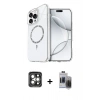 MARSİLYAN™- iPhone 15 Pro Max Kılıf Kıvılcım Form Prime - Siyah Vanessa Magic Hayalet Cam + Gri PVD Metal Kamera Lens