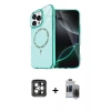 MARSİLYAN™- iPhone 15 Pro Max Kılıf Kıvılcım Form Prime - Siyah Vanessa Magic Hayalet Cam + Gri PVD Metal Kamera Lens