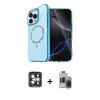 MARSİLYAN™- iPhone 15 Pro Max Kılıf Kıvılcım Form Prime - Siyah Vanessa Magic Hayalet Cam + Gri PVD Metal Kamera Lens