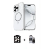 MARSİLYAN™- iPhone 15 Pro Max Kılıf Kıvılcım Form Prime - Siyah Vanessa Magic Hayalet Cam + PVD Metal Kamera Lens - TU