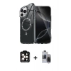 MARSİLYAN™- iPhone 15 Pro Max Kılıf Kıvılcım Form Prime - Siyah Vanessa Magic Hayalet Cam + PVD Metal Kamera Lens - TU
