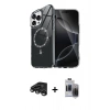 MARSİLYAN™- iPhone 15 Pro Max Kılıf Kıvılcım Form Prime - Siyah Vanessa Magic Hayalet Cam + Raze Metal Kamera Lens - TMGI