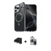 MARSİLYAN™- iPhone 15 Pro Max Kılıf Kıvılcım Form Prime - Siyah Vanessa Magic Hayalet Cam + Raze Metal Kamera Lens - SH