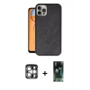 MARSİLYAN™- iPhone 15 Pro Max Kılıf Kıvılcım Işık Serisi - Şeffaf 360 Full Body Arka Koruyucu + Gümüş PVD Metal Kamera Lens