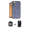 MARSİLYAN™- iPhone 15 Pro Max Kılıf Kıvılcım Işık Serisi - Siyah 3D Antistatik Hayalet Cam Ekran Koruyucu + PVD Metal Kamera Lens - TU