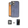 MARSİLYAN™- iPhone 15 Pro Max Kılıf Kıvılcım Işık Serisi - Siyah 3D Antistatik Hayalet Cam Ekran Koruyucu + PVD Metal Kamera Lens - GI