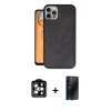 MARSİLYAN™- iPhone 15 Pro Max Kılıf Kıvılcım Işık Serisi - Siyah 3D Antistatik Hayalet Cam Ekran Koruyucu + PVD Metal Kamera Lens - TU