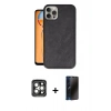 MARSİLYAN™- iPhone 15 Pro Max Kılıf Kıvılcım Işık Serisi - Siyah 3D Antistatik Hayalet Cam Ekran Koruyucu + PVD Metal Kamera Lens - GI