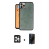 MARSİLYAN™- iPhone 15 Pro Max Kılıf Kıvılcım Işık Serisi - Siyah 3D Antistatik Hayalet Cam Ekran Koruyucu + PVD Metal Kamera Lens - GI