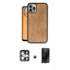 MARSİLYAN™- iPhone 15 Pro Max Kılıf Kıvılcım Işık Serisi - Siyah 3D Antistatik Hayalet Cam Ekran Koruyucu + PVD Metal Kamera Lens - GS
