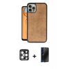 MARSİLYAN™- iPhone 15 Pro Max Kılıf Kıvılcım Işık Serisi - Siyah 3D Antistatik Hayalet Cam Ekran Koruyucu + Lacivert PVD Metal Kamera Lens
