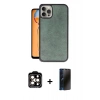 MARSİLYAN™- iPhone 15 Pro Max Kılıf Kıvılcım Işık Serisi - Siyah 3D Antistatik Hayalet Cam Ekran Koruyucu + PVD Metal Kamera Lens - TU