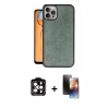 MARSİLYAN™- iPhone 15 Pro Max Kılıf Kıvılcım Işık Serisi - Siyah 3D Antistatik Mat Seramik Nano Ekran Koruyucu + PVD Metal Kamera Lens - TU