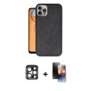 MARSİLYAN™- iPhone 15 Pro Max Kılıf Kıvılcım Işık Serisi - Siyah 3D Antistatik Mat Seramik Nano Ekran Koruyucu + PVD Metal Kamera Lens - LT