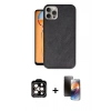 MARSİLYAN™- iPhone 15 Pro Max Kılıf Kıvılcım Işık Serisi - Siyah 3D Antistatik Mat Seramik Nano Ekran Koruyucu + PVD Metal Kamera Lens - TU
