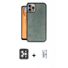 MARSİLYAN™- iPhone 15 Pro Max Kılıf Kıvılcım Işık Serisi - Siyah Bilvis 0.18mm Plus Cam Ekran Koruyucu + Gri PVD Metal Kamera Lens