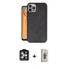 MARSİLYAN™- iPhone 15 Pro Max Kılıf Kıvılcım Işık Serisi - Siyah Bilvis 3D Cam Ekran Koruyucu + PVD Metal Kamera Lens - TU