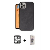 MARSİLYAN™- iPhone 15 Pro Max Kılıf Kıvılcım Işık Serisi - Siyah Bilvis 3D Cam Ekran Koruyucu + PVD Metal Kamera Lens - GS