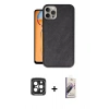 MARSİLYAN™- iPhone 15 Pro Max Kılıf Kıvılcım Işık Serisi - Siyah Bilvis 3D Mat Cam Ekran Koruyucu + PVD Metal Kamera Lens - SH